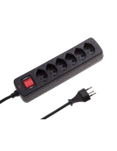 Steckdosenleiste 4 x T13 Schwarz mit Schalter