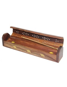 Porte Encens avec Couvercle Éléphant Dorés