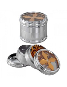 Grinder 4 Parties Black Leaf Cross Silver