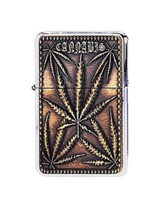 Briquet à Essence Métal Cannabis Leaves Gold CH