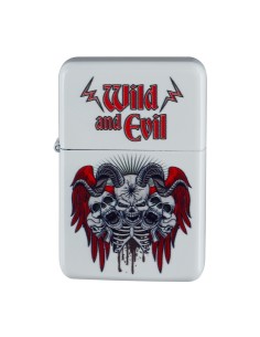 Benzin Feuerzeug Metall Evil Weiss