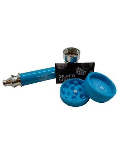 Pipe Métal/Plastique + Grinder Bleu 8cm Champ High