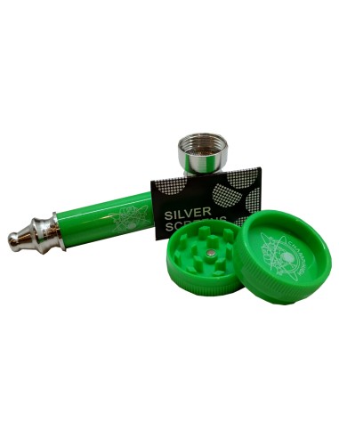 Pipe Métal/Plastique + Grinder Vert 8cm Champ High