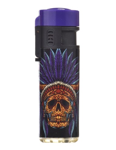 Feuerzeug Jet Flame Feather & Skull Purple