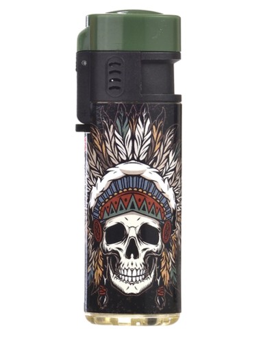 Feuerzeug Jet Flame Feather & Skull Green