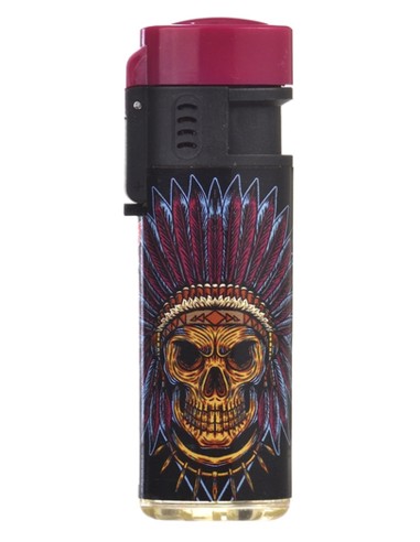 Feuerzeug Jet Flame Feather & Skull Magenta