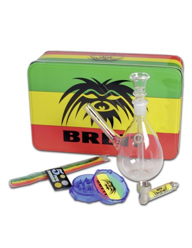 BREIT Minibong Set mit Grinder und Purpfeife 14.5cm