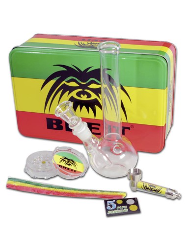 BREIT Minibong Set mit Grinder und Purpfeife 17.5cm