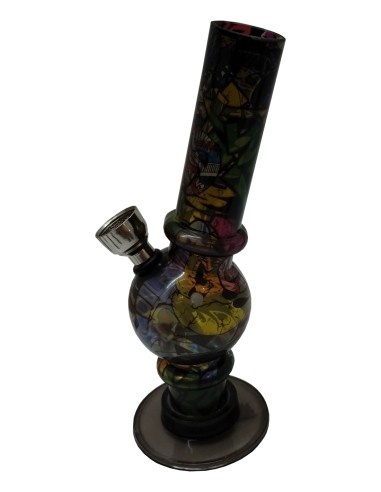 Bong Acrylique "All-Over-Print" Noir 15cm