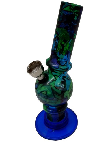 Bong Acrylique "All-Over-Print" Bleu 15cm