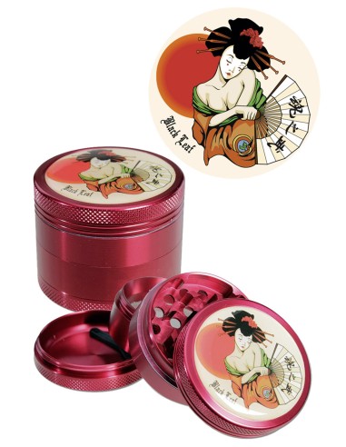 Grinder 4-teilig Black Leaf Geisha Rot 50mm