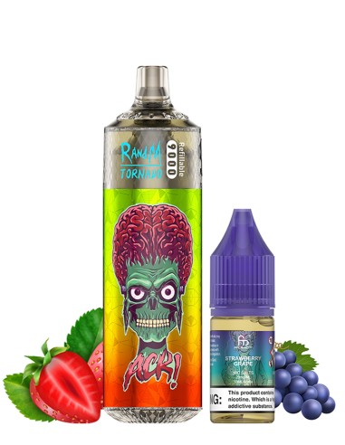 RandM Tornado 9000 Refillable Strawberry Grape + 10ml 20mg/ml Sel de Nicotine