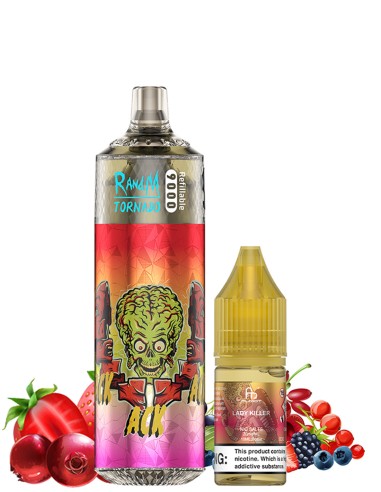 RandM Tornado 9000 Refillable Lady Killer + 10ml 20mg/ml Sel de Nicotine