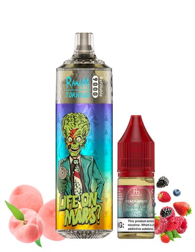 RandM Tornado 9000 Refillable Peach Berry + 10ml 20mg/ml Sel de Nicotine