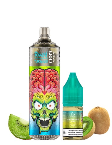 RandM Tornado 9000 Refillable Strawberry Kiwi + 10ml 20mg/ml Sel de Nicotine