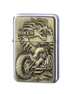 Benzin Feuerzeug Eagle & Bike Moto Gold