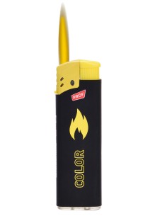 Feuerzeug Rubber Touch Color Flame Gelb