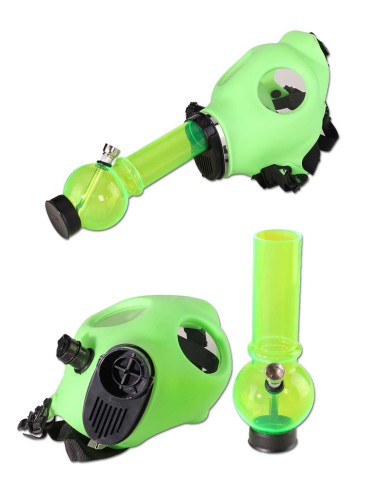 Gasmaske grün mit Bong 23cm