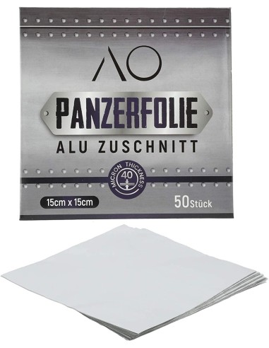 AO Panzer Alufolie Zuschnitt 15 x 15 cm 50Stk