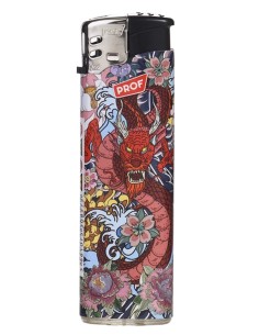 Elektronisches Feuerzeug Blume und Roter Drache