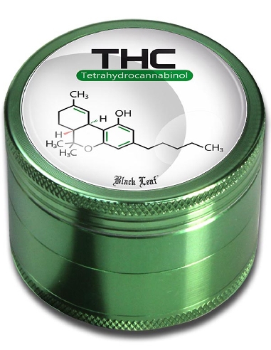 Grinder Black Leaf THC 4 parties Vert
