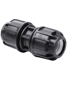 Raccord droit Noir 25 mm.