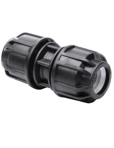 Raccord droit Noir 25 mm.