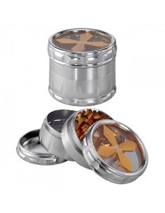 Grinder 4 Parties Black Leaf Cross Silver