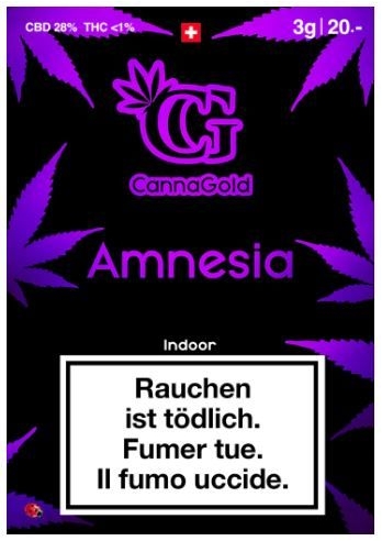 CannaGold Amnesia 3g CBD Indoor