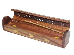 Porte Encens avec Couvercle Éléphant Dorés 