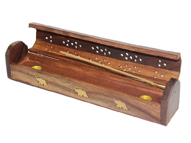 Porte Encens avec Couvercle Éléphant Dorés 