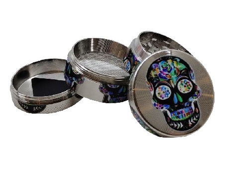 Grinder 4 Parties Champ High Mexican Skull Rainbow Flower 40mm