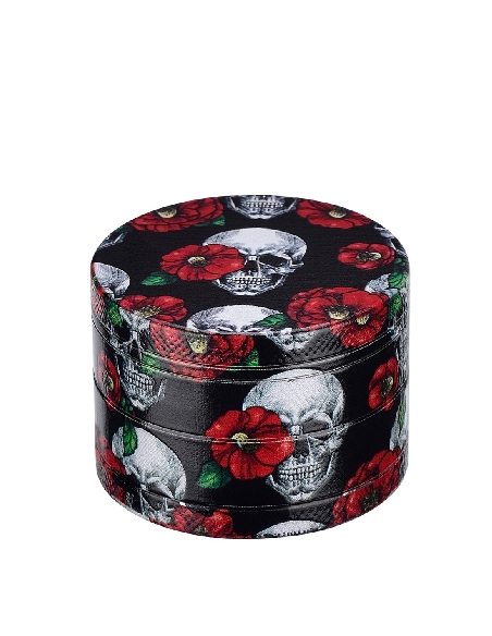 Grinder 4 Parties CH Skull and Roses Rouge 50mm