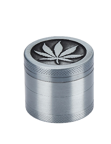 Grinder 4 Parties CH Hemp Leaf Silver 40mm