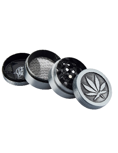Grinder 4 Parties CH Hemp Leaf Silver