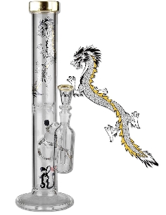 Bong Black Leaf Dragon Double Refroidissement 45cm