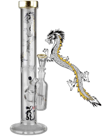 Bong Black Leaf Dragon Double Refroidissement 45cm