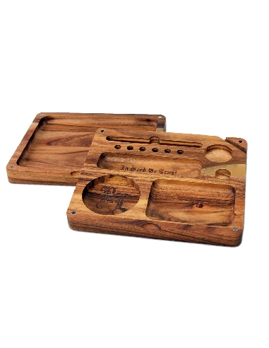 Plateau à Mix Black Leaf en Acacia 18.5x15.8cm