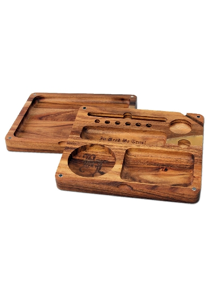 Plateau à Mix Black Leaf en Acacia 18.5x15.8cm