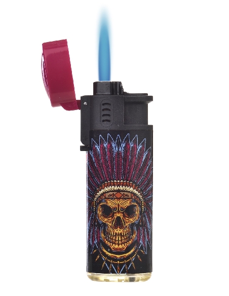 Briquet Jet Flame Feather & Skull