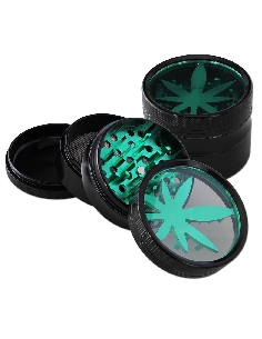 Grinder 4 Part. Black Leaf Window Green Leaf 62mm