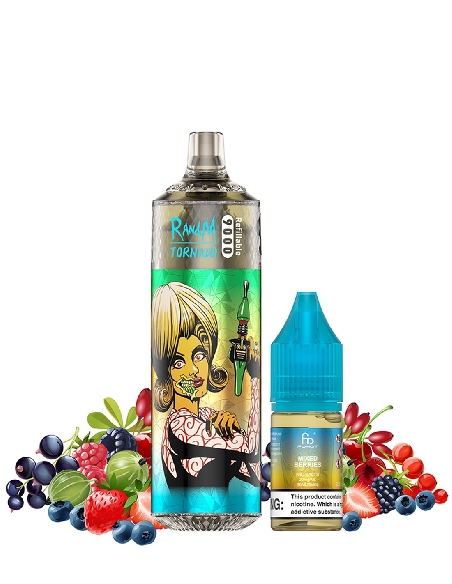 RandM Tornado 9000 Refillable Mixed Berries + 10ml 20mg/ml Sel de Nicotine