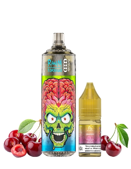 RandM Tornado 9000 Refillable Cherry + 10ml 20mg/ml Sel de Nicotine