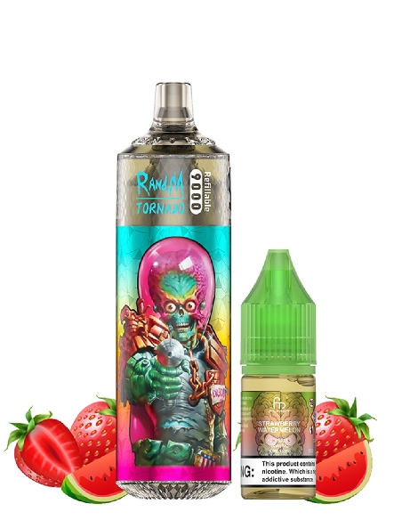 RandM Tornado 9000 Refillable Strawberry Watermelon + 10ml 20mg/ml Sel de Nicotine