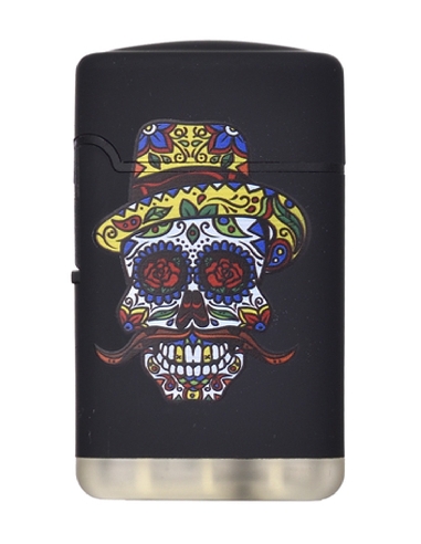 Briquet Torche Skull & Moustache Roses Eyes