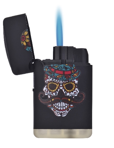 Briquet Torche Skull & Moustache Roses