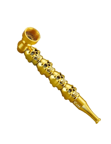 Pipe en Métal Skull Gold
