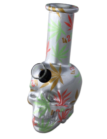 Mini Bong Black Leaf Skull 15cm