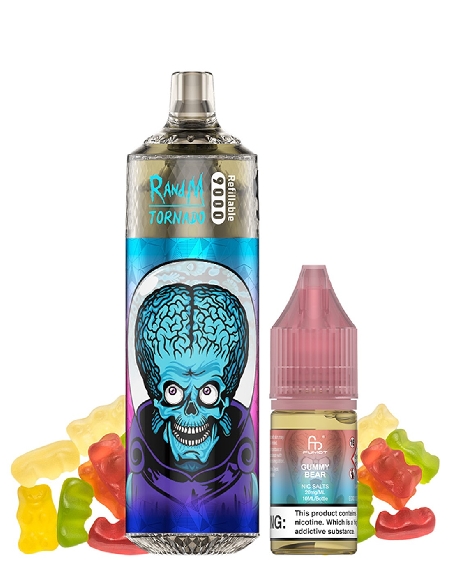 RandM Tornado 9000 Refillable Gummy Bear + 10ml 20mg/ml Sel de Nicotine