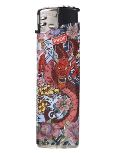 Briquet Electronique Fleur et Dragon Rouge